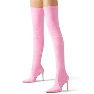 NEW Size 8 Stuart Weitzman Ultrastuart 110 Stretch Suede Over the Knee Pink Boot